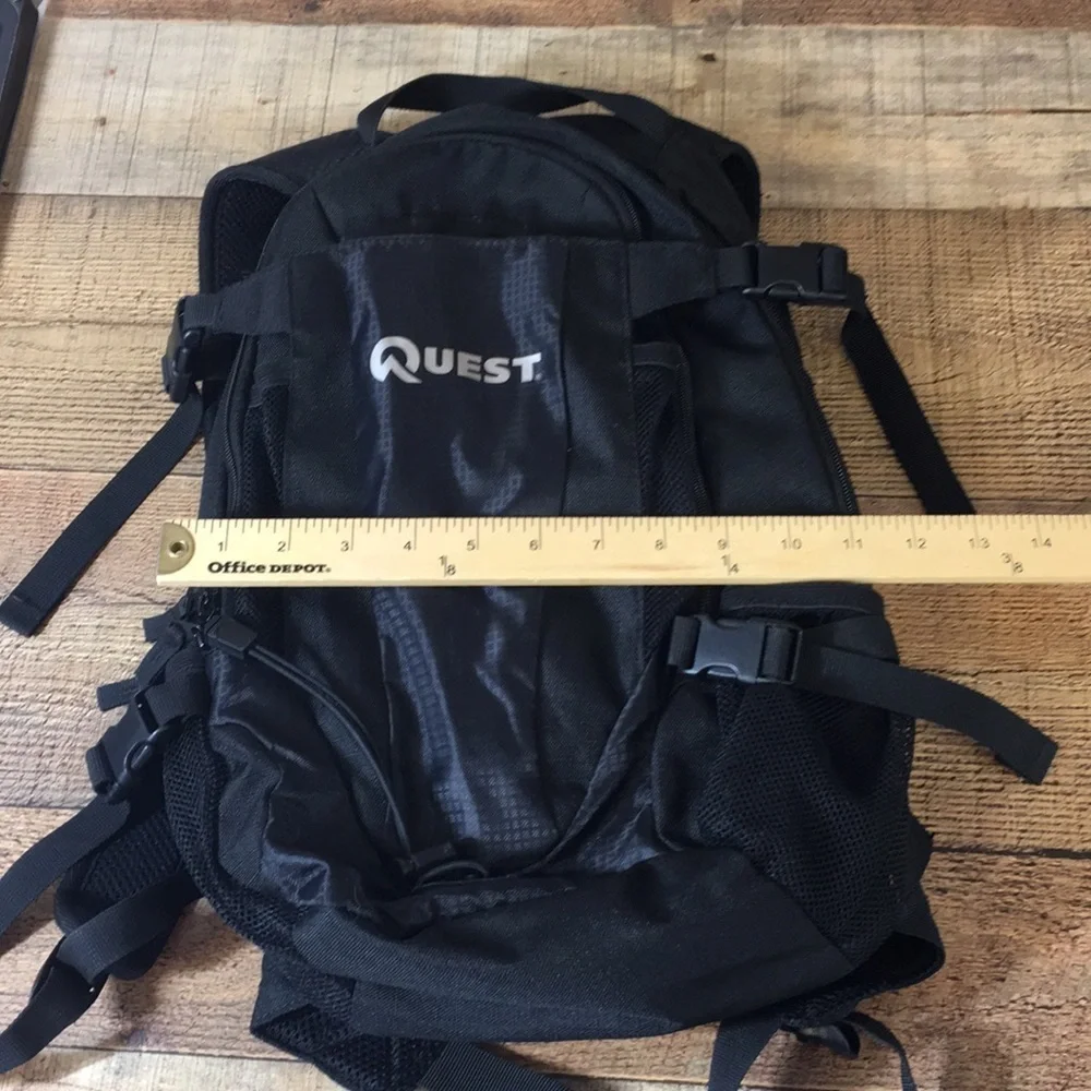 Quest Rio Black Backpack Unisex Organizer‎ Bag Purse Hiking